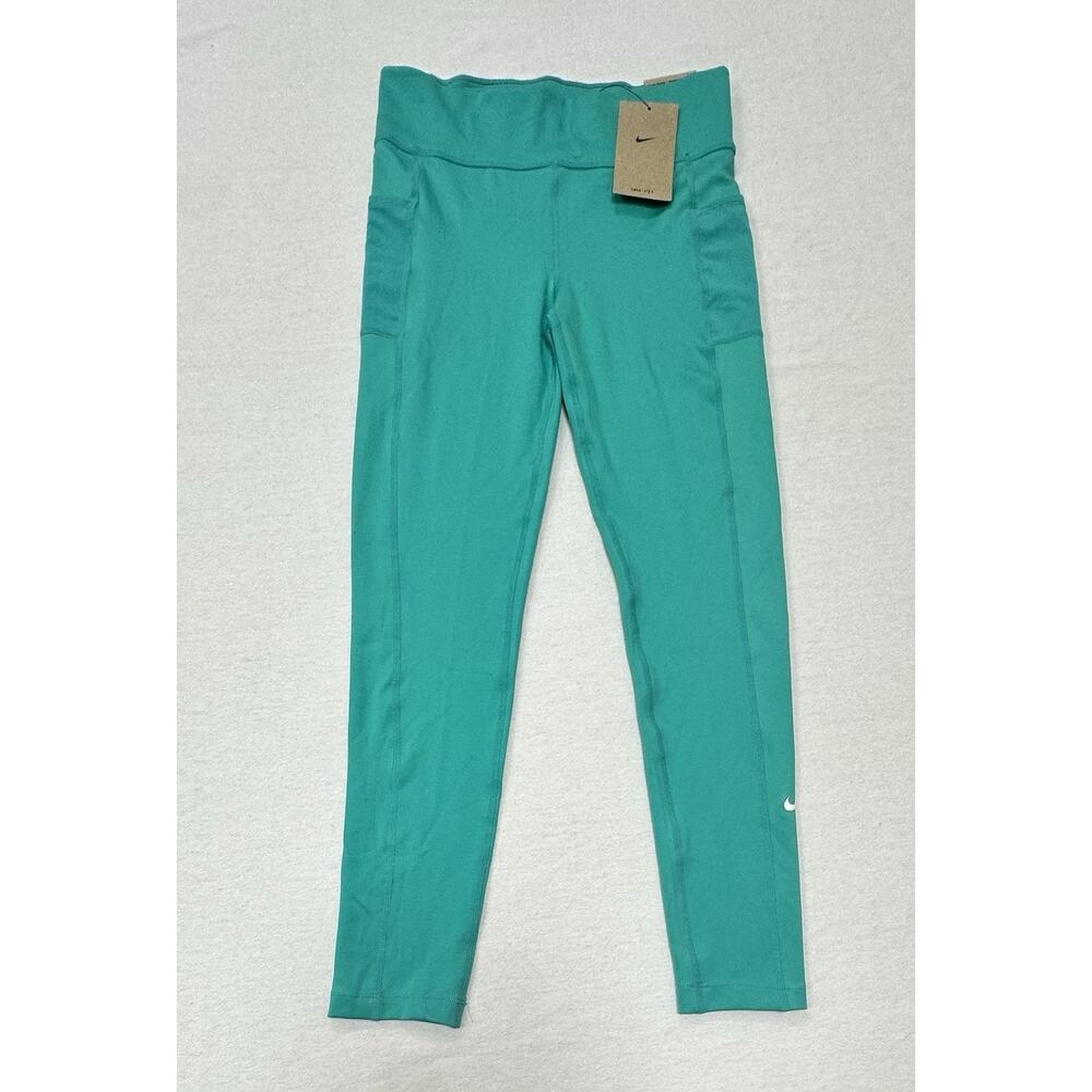 New Nike One Big Girl's Training Leggings Pockets NWT Aqua Green High Rise